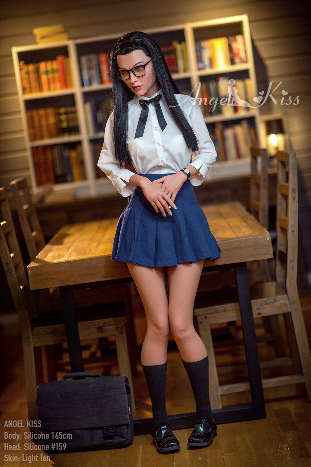 Aileen - S165cm+S#159 The gentle girl silicone doll with glasses in the library by Anmodolls