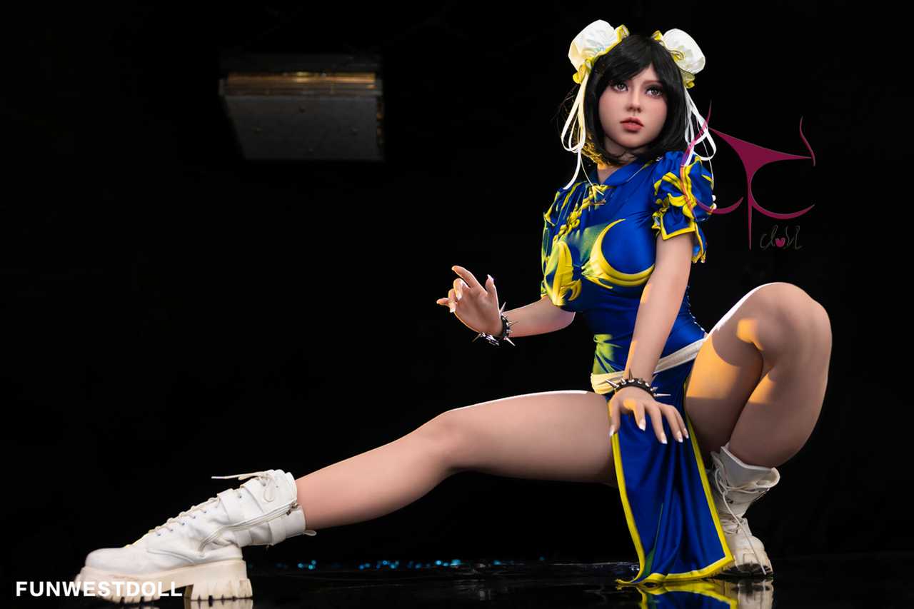 Funwest 155cm Anime TPE Love Doll Gabriela in Blue Fighter Costume Any Love Doll Funwest