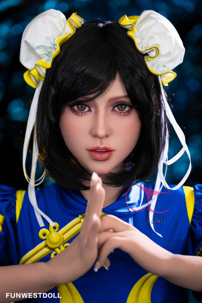 Funwest 155cm Anime TPE Love Doll Gabriela in Blue Fighter Costume Any Love Doll Funwest