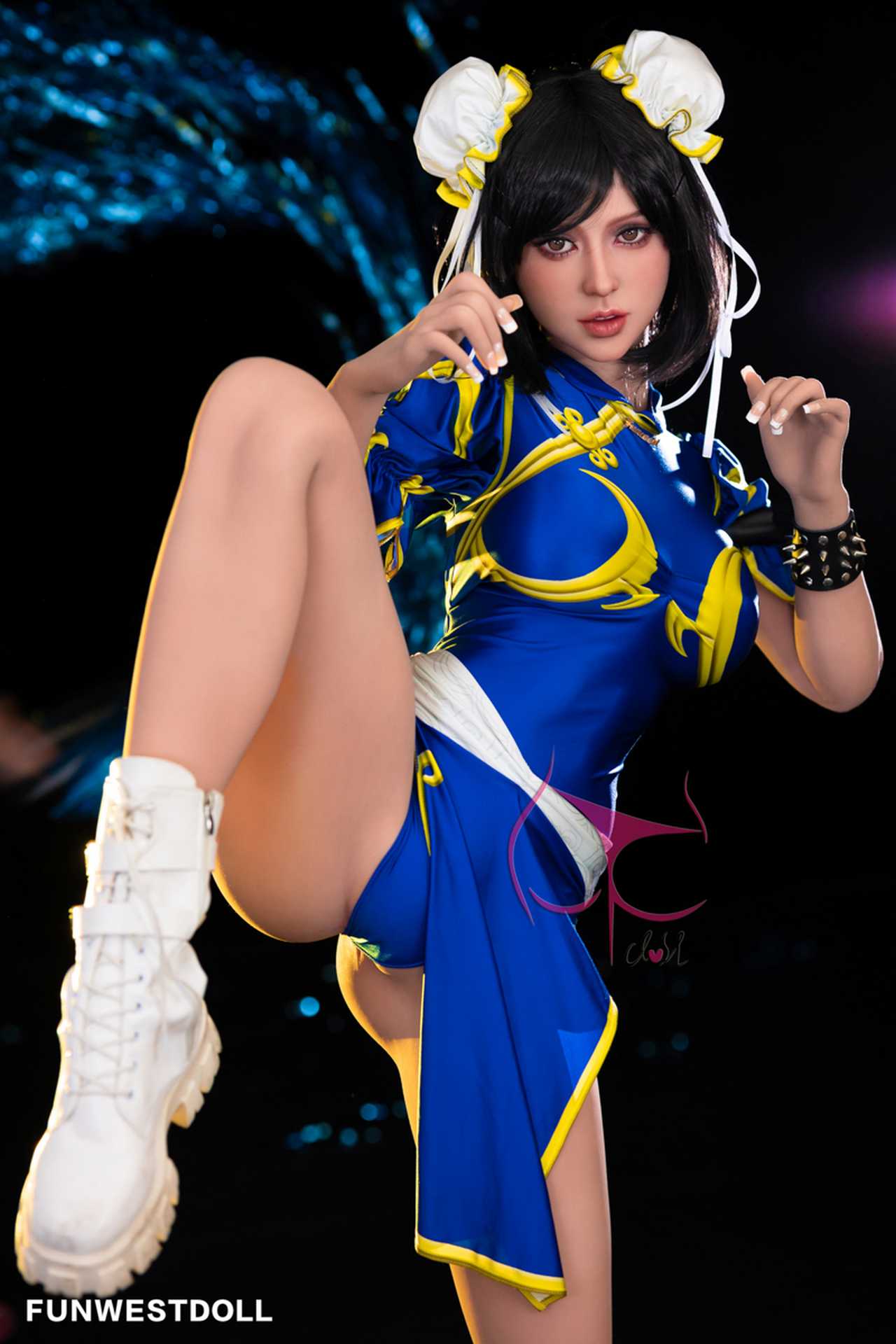 Funwest 155cm Anime TPE Love Doll Gabriela in Blue Fighter Costume Any Love Doll Funwest