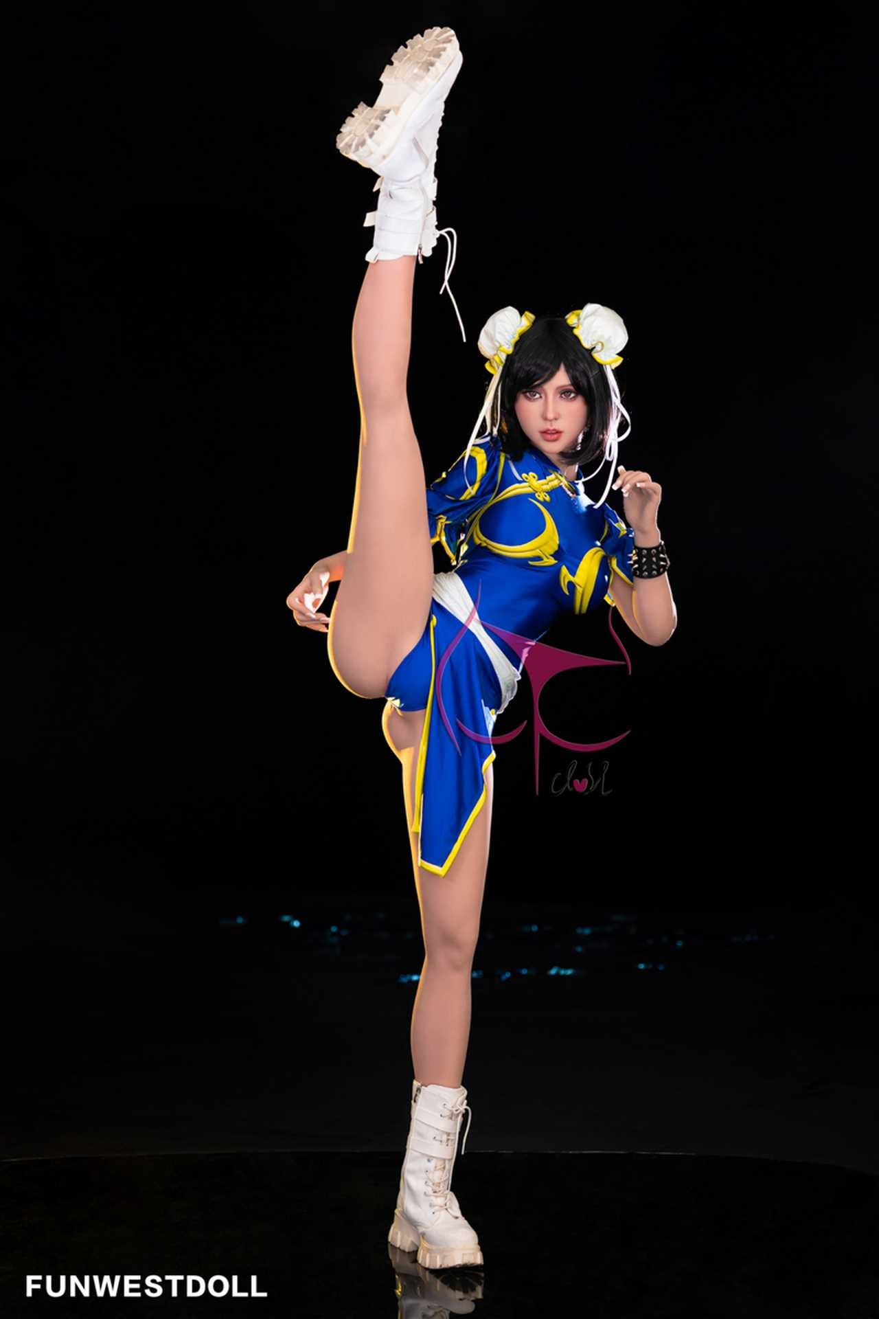 Funwest 155cm Anime TPE Love Doll Gabriela in Blue Fighter Costume Any Love Doll Funwest