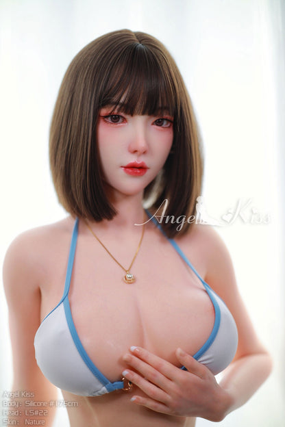 Noelle - S175cm+S#22 wearing green dress short hair woman silicone doll by Anmodolls