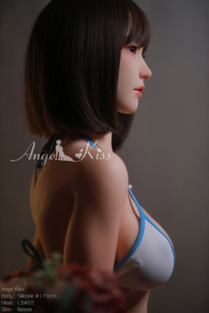 Noelle - S175cm+S#22 wearing green dress short hair woman silicone doll by Anmodolls